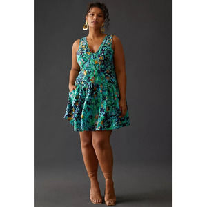 Anthropologie Corset Mini Dress PLUS 1X Navy